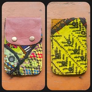 🔮🎱 Free People Boho Embroidered Repurposed vtg banjara hippie Wallet card case